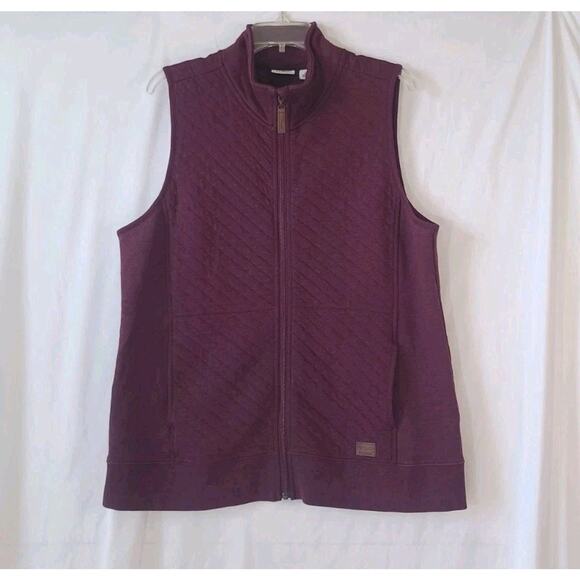 L.L. Bean Jackets & Blazers - L. L. Bean Women's Dark Burgundy Textured Full Zip Vest Large